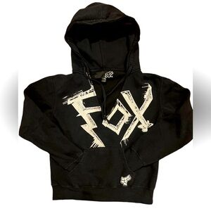 Fox - Y2K V-neck hoodie, kangaroo pocket sweatshirt